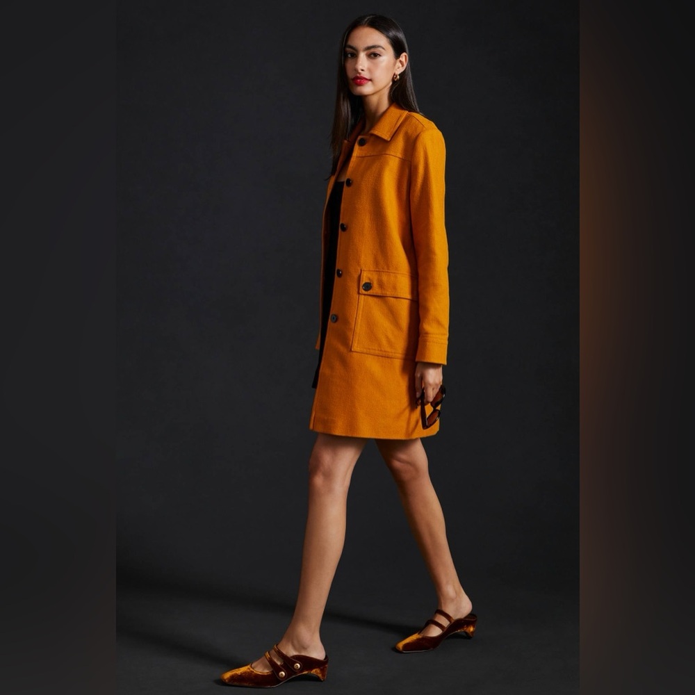 Maeve by Anthropologie Textured Mustard Pea Coat - sz 2